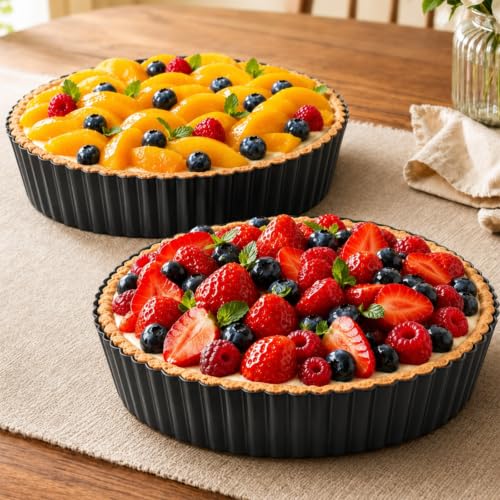 9.45*2.2 Inch Quiche Pans 2 Pack. Removable Bottom (9.45*2.2IN)