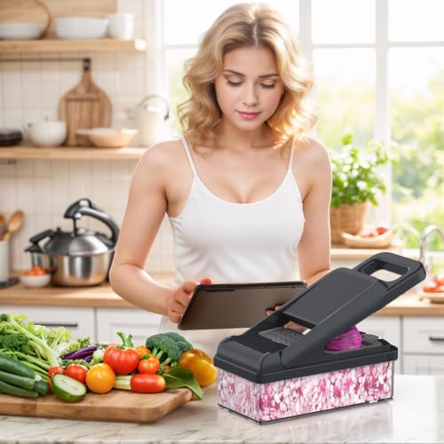 15-in-1 Vegetable Chopper 10 Blades, Veggie Cutter with Handle, Grey (Gray / 10 blades)