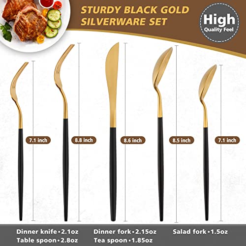 20pc Matte Black Gold Silverware Set for 4 (Blackgold / 20-piece)