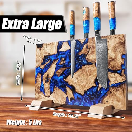SENKEN "Dark Tsunami" Extra Large Magnetic Knife Block ("Dark Tsunami" Blue Resin Blend)