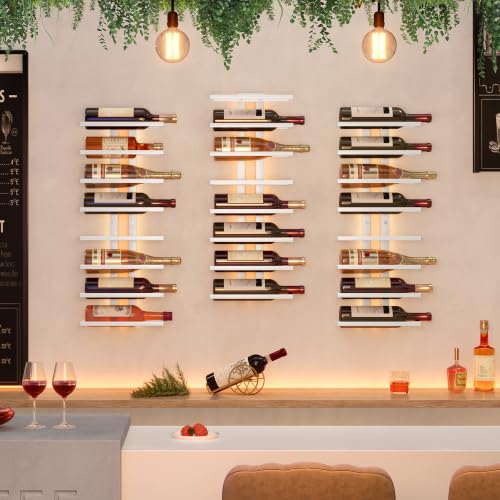 3 Set 8 Tier Wall Mount Wine Rack (3 Pack (24 Bottles) / White)