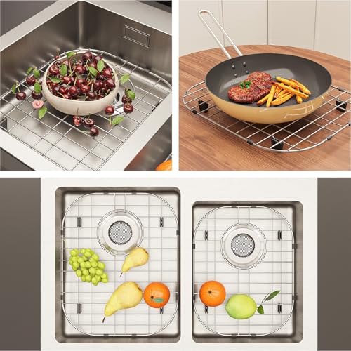 2Pack Stainless Steel Sink Protector Grid 13"x16" and 11.2"x14.5" (2Pack-13''x16''&11.2''x14.5''/Rear Drain)
