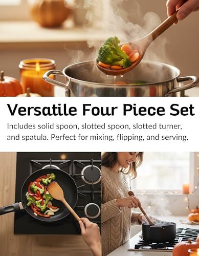 Acacia Wood Cooking Utensil Set with Skull Handles (Signature Skull Set Acacia)