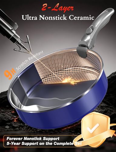 Ceramic Pots and Pans Set Non Stick (Deep Sapphire)