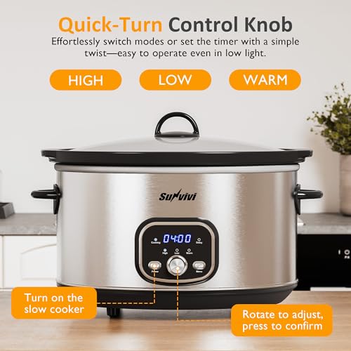 Slow cooker Pot 8.5 QT Programmable Stainless Steel Color (8.5 Quarts / Silver)