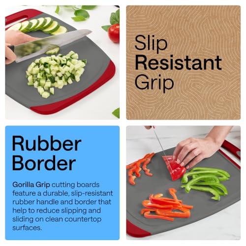BPA Free Reversible Kitchen Cutting Board (Gray/Red / Large (Pack of 3))