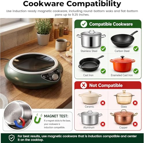 1700W Concave Induction Wok Cooktop