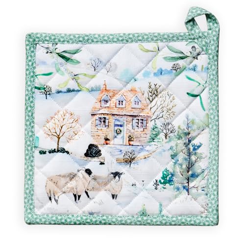 Pot Holders 100% Cotton Potholders (104 - Snowy World / 8" x 8" (Pot Holder Pack of 1))