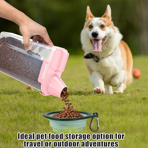 2 Pack 3 Lbs Pet Dog Cat Food Bird Seed Storage Containers for Travel (Pink-3L 2Pack)