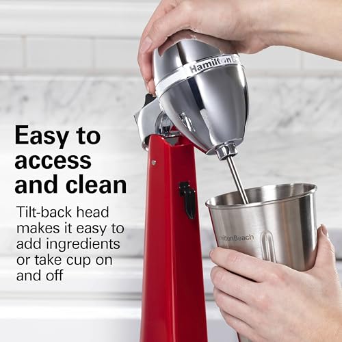 DrinkMaster Retro Milkshake Maker & Electric Drink Mixer (Red / Extra-Large 28 oz.)