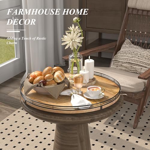 18 Inch Extra Large Farmhouse Oak Lazy Susan Organizer