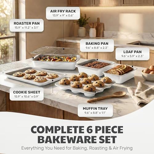 6 Pc Stackable Baking Pans Set (Cream / Gray)