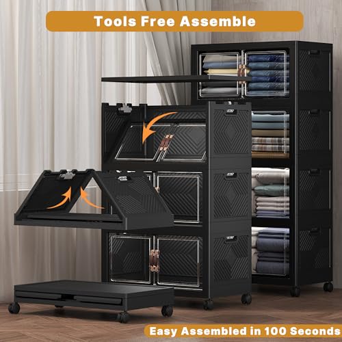 480QT Stackable Storage Bins with Lids (Black / 25.6"L)