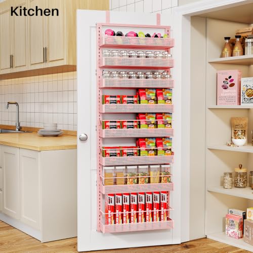 8 Tiers Over the Door Organizer (Pink / 17" W x 6" D x 69" H)