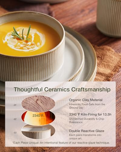 Star Stoneware Dinnerware Sets for 8 (Cappuccino White)