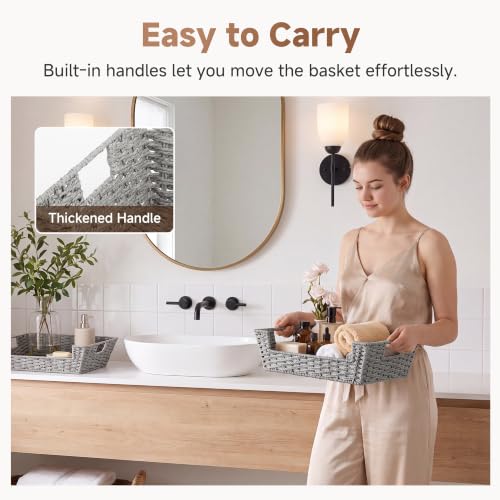 Pantry Baskets for Organizing (Gray / 16 ½"L x 12 ½"W x 5"H)