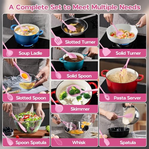 Silicone Cooking Utensils Set (Sakura Pink)