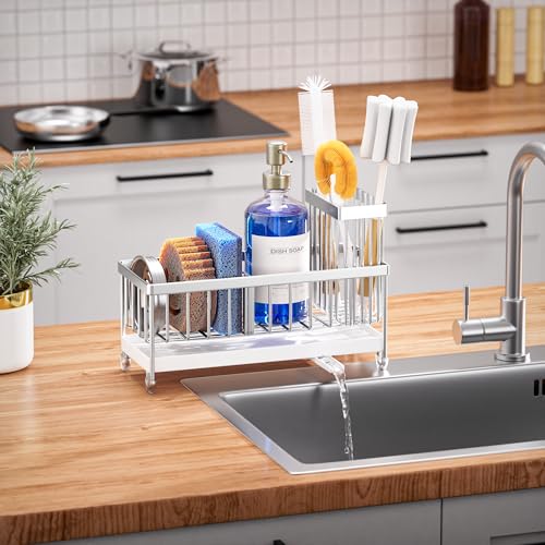 Sponge Holder for Kitchen Sink (Silver - 9.25″)