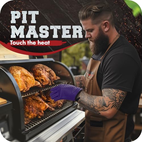 S Silicone Smoker BBQ Gloves (Purple / Small)