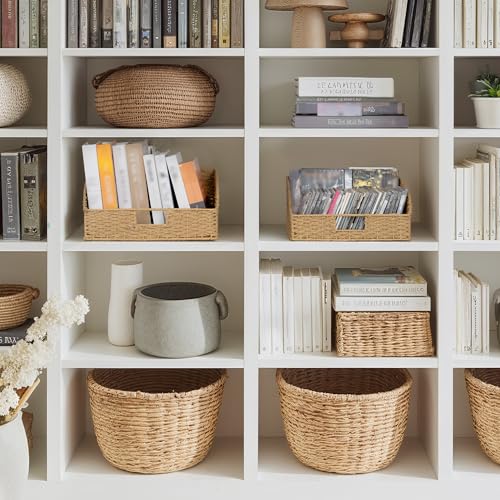 Pantry Baskets for Organizing (Light Brown(Paper Rope) / 15¾"L x 11"W x 7½"H + 14¼"L x 9¾"W x 6¾"H)