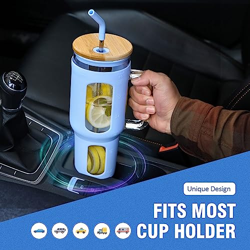 Glass Tumbler with Lid and Straw (Glacier / 46 Ounces)