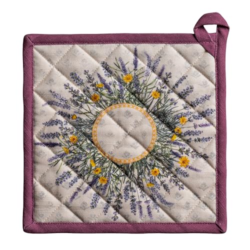 Pot Holders 100% Cotton Potholders (016 - Fanny Lavender / 8" x 8" (Pot Holder Pack of 1))