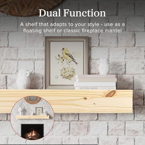 Breckenridge 60” Fireplace Mantel Shelf with Corbels (Unfinished Rustic / 60 Inch)