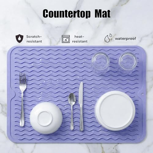 Silicone Dish Drying Mat (Light Purple / 16"L x 12"W)