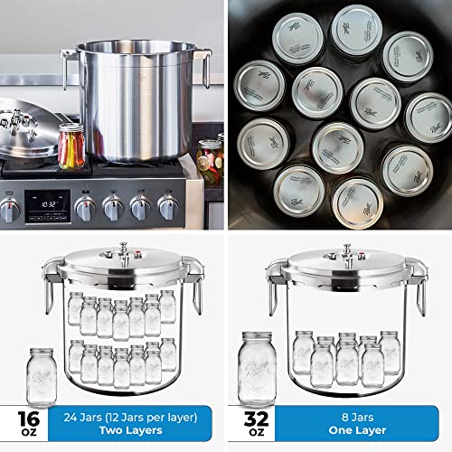 32 Quart Stainless Steel Pressure Cooker Extra Large Canning Pot with Lid for Commercial Use (32 Quarts / QCP430)