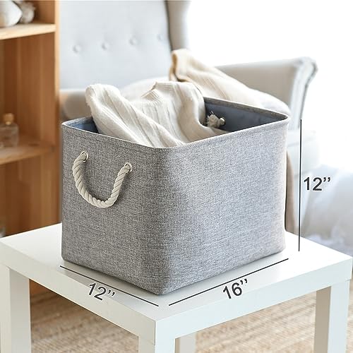 Storage Basket for Organizing (Grey / 3PCS/Large Cube - 16L×12W×12H)