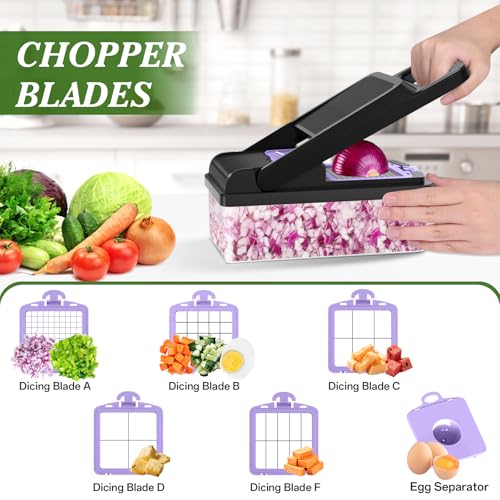 Veggie Chopper Vegetable Cutter (Purple / 10 blades)