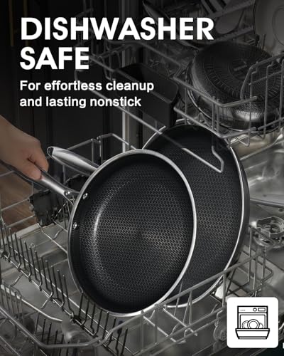 Hybrid Non Stick Frying Pans with Lid (Silver)