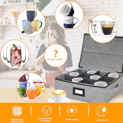 Coffee Mug Storage Box with Dividers (Crystal Glassware Storage)