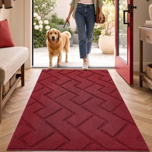 Indoor Door Mat (Red / 48" x 32" (Rectangular))