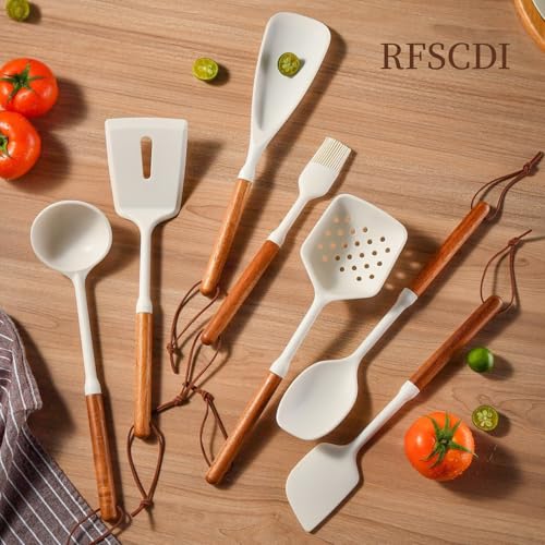 White Silicone Cooking Utensils Set (Cream White)