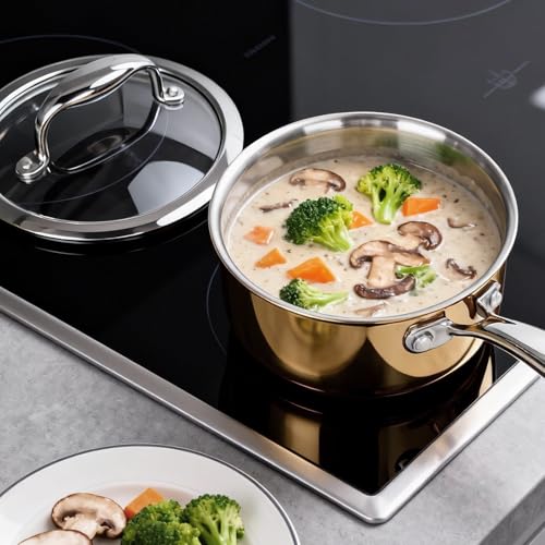 Sauce Pan with Glass Lid (1 QT / Rose Gold)