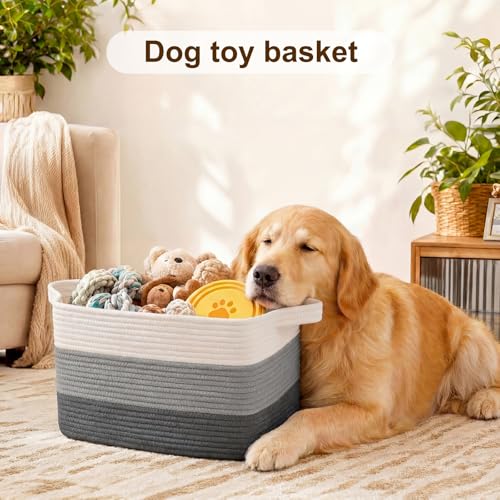 Cotton Rope Storage Baskets for Organizing Dark Gray 3 (Gradient Dark Gray / 3 pcs-13”x9.9”x8.7”)