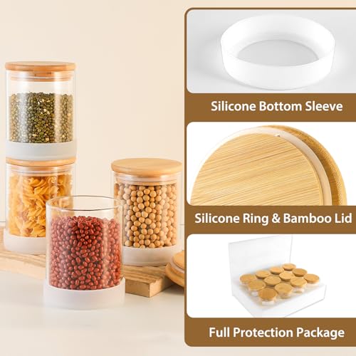 17oz Round Glass Storage Containers with Bamboo Lids (Round/17oz/12pcs / 17oz/12pcs)