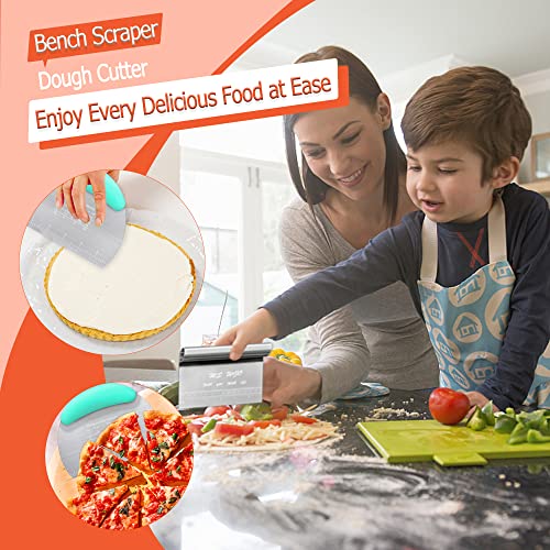 Dough Scraper Cutter Pastry Pizza Cutter Stainless Steel Tool with Scale Ruler