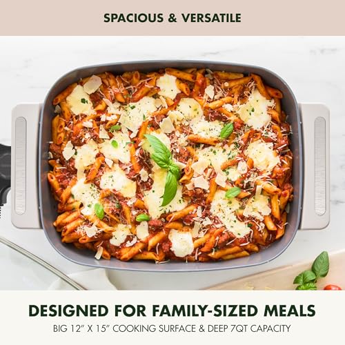 Advanced 12” X 15” Electric Skillet with Lid (12" x 5" Electric Skillet / Clay)
