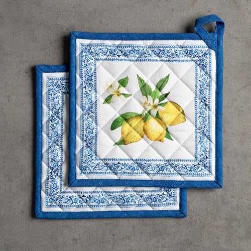 Pot Holders 100% Cotton Potholders (032 - Cedrat / 8" x 8" (Pot Holder Pack of 2))