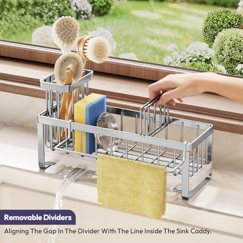 Sponge Holder for Kitchen Sink (Silver-large / Large)