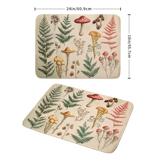 Ferns Mushrooms Dish Drying Mats Woodland Forest Microfiber Drying Pad Reversible Drainer Mats 18 X 24 Inch (Ferns Mushrooms 1101 / 24" x 18")