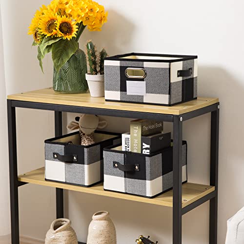 Fodable Storage Bins for Closet [3 (Black And Whint Grid / Medium(3-Pack))