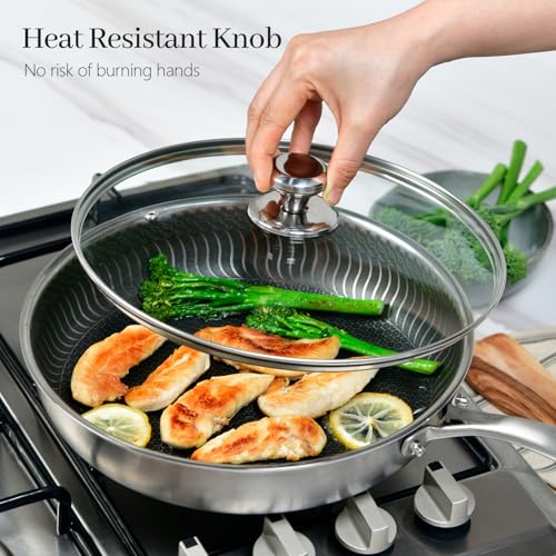 12 In Glass Lid for Frying Pan (12 in / Silvery / Round)