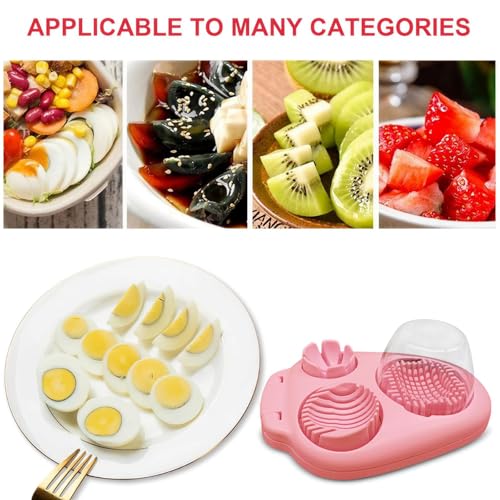Multi Use Heavy Duty Egg Slicer 3 Modes (1 Pack Pink Stainless Steel Egg Slicer)