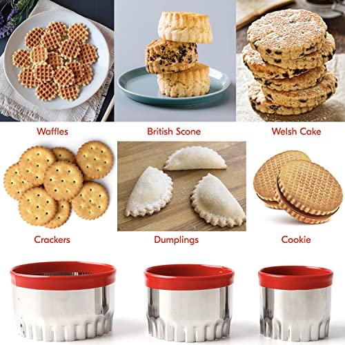 3Pcs Fluted Round Cookie Cutters