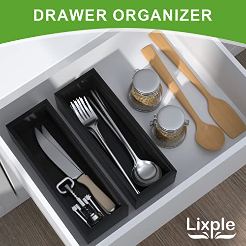 Bamboo Kitchen Drawer Organizer (9 x 3 x 2 Inch / Black)