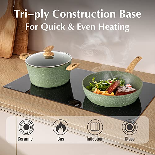 Pots and Pans Set Non Stick (12-piece / Green)