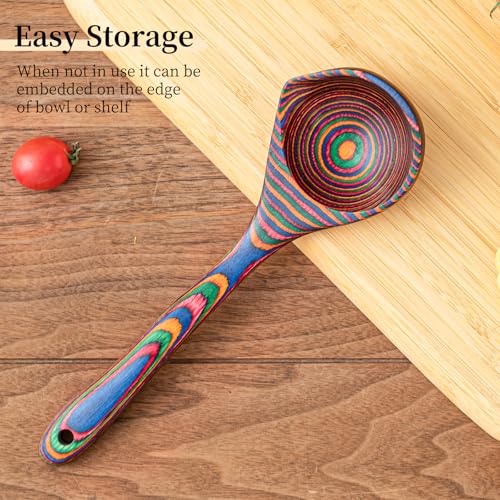Pakkawood Rainbow Deep Soup Ladle with Spout